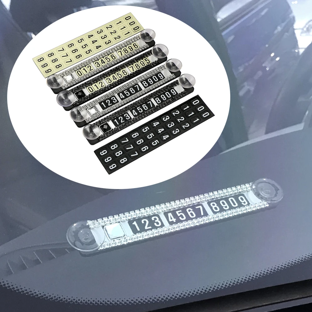 

Crystal Diamonds Car Temporary Telephone Number Parking Card Sucker Luminous Sticker Card for For Mini Cooper JCW S Car Styling