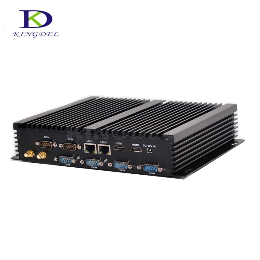 Kingdel Fanless Industrial Mini PC Win10 Core i5 4200U/4210U 2*Intel Gigabit,6*RS232 Slim Computer 300M Wifi 2*HDMI TV Box