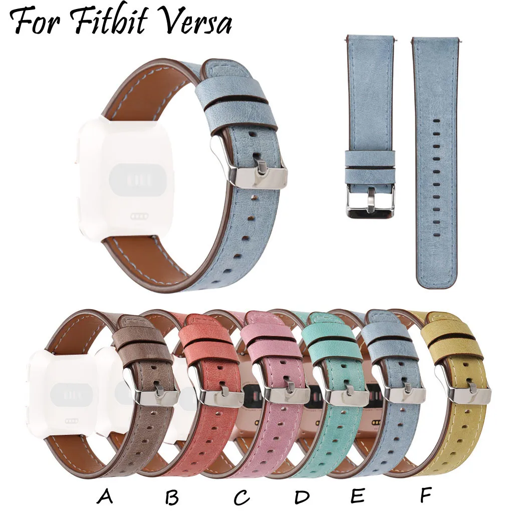 

Women Men Slim Soft Leather Watch Band Strap For Fitbit Versa Wristband Quick Release Band Replacement 522+