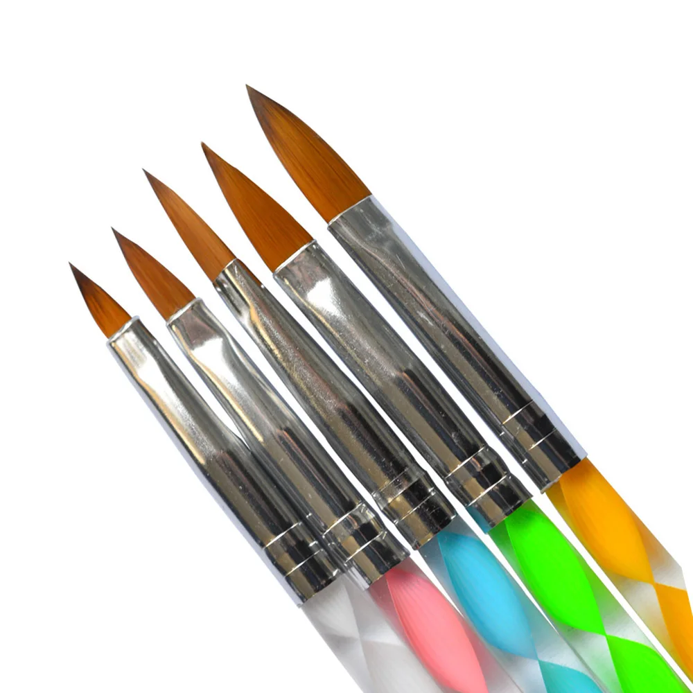 

5PCS/sets 2-Ways Acrylic 5 Size UV Gel Polish Printing Tools Nail Art Brush Pen Cuticle Pusher Tools #TR31