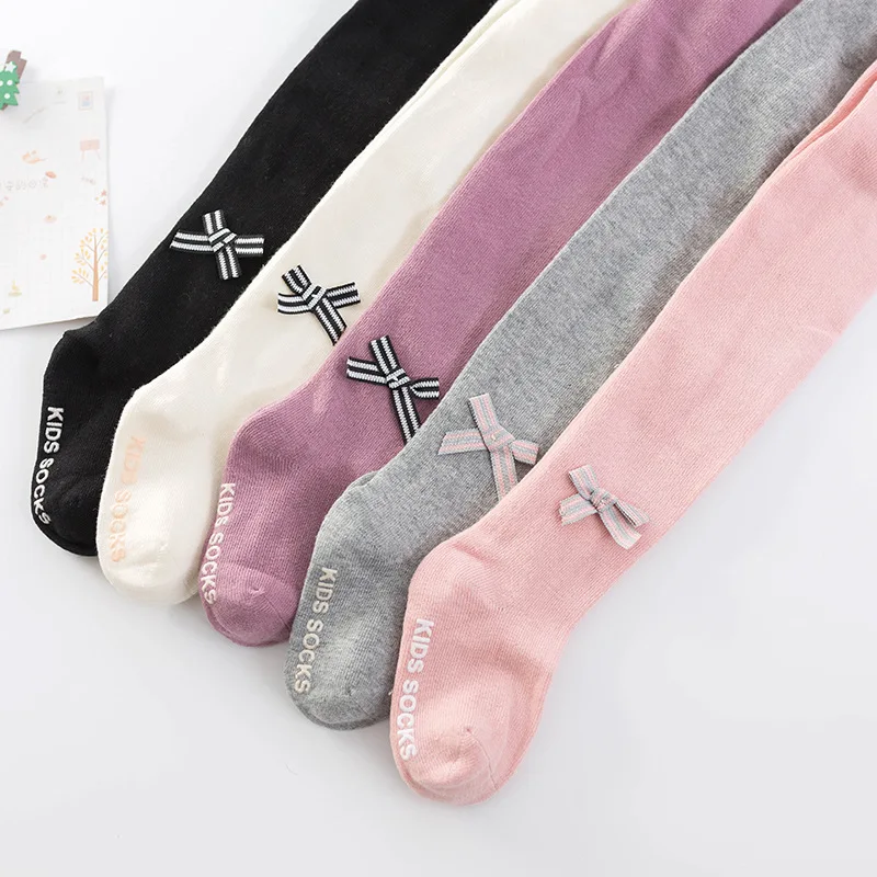 

2019 NEW Open Crotch Spring New Bow Knot Children's Pantyhose Knitting Girl Baby Socks Pure Cotton Baby Pantyhose