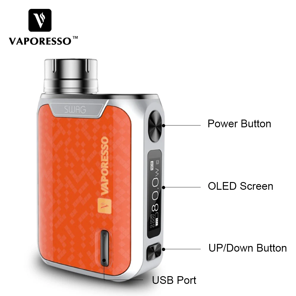 Оригинальный вейп набор Vaporesso SWAG 80 Вт бокс мод с баком NRG SE (3 5 мл)/Mini (2 мл) для