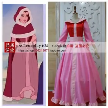 

2016 Beauty And The Beast Bell Red Cape Pink Dress Cosplay Costume With Cape