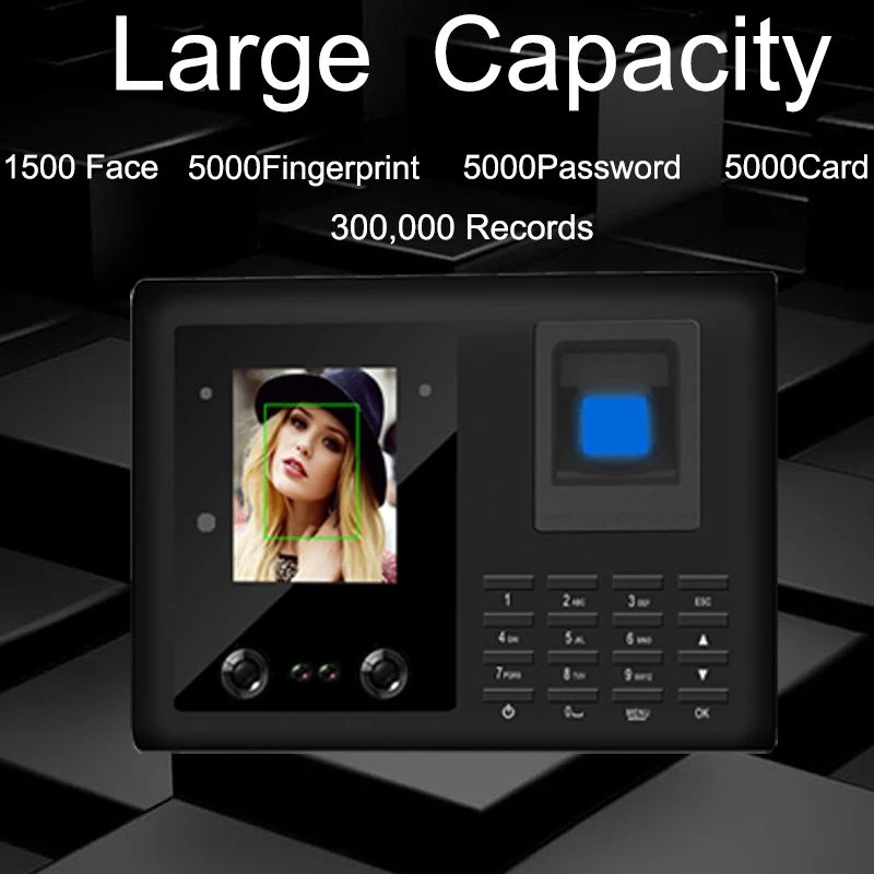 Biometric Device TCP IP Face Facial Fingerprint Time Attendance System USB Access Control Employee Time Clock Recorder Machine