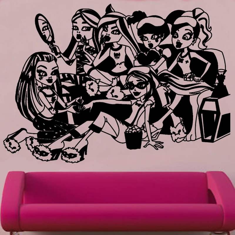 

Large size Monster High Sleep Over Decal Wall Stickers , 60cm x 85cm free shipping,Monster High wall decals K1050