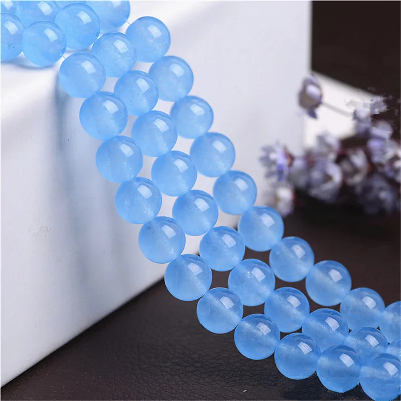 RONGQING 1String светло голубой фотоэлемент для браслета и ожерелья 4 14 мм|blue chalcedony