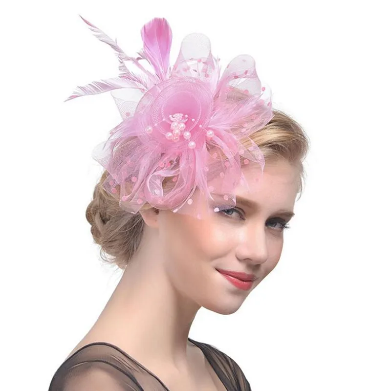 

Women Lady Flower Feather Top Hat Hairpins Lace Veil Hair Clips Wedding Party Bridal Hair Christmas Halloween Navidad