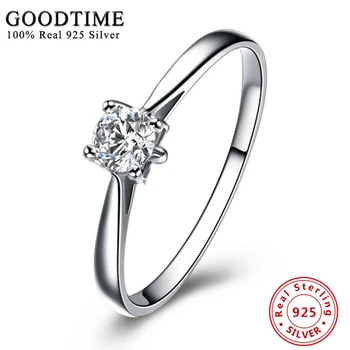 

Promotion!!! Fine Jewelry 925 Sterling Silver Wedding Ring Inlay Shining CZ Zirconia Finger Rings for Women Jewelry Gift GTR029