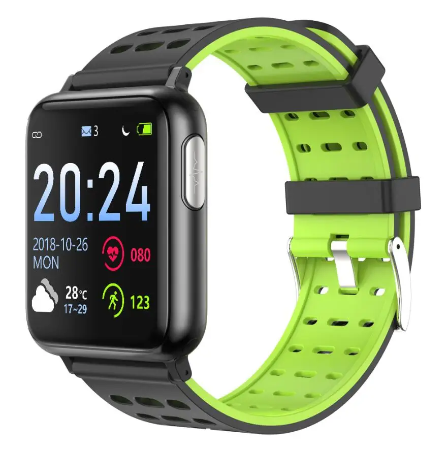 Vwar V5 ЭКГ PPG SPO2 Смарт-часы кровяное давление кислородный спортивный браслет монитор сердечного ритма для мужчин и женщин Смарт-часы для android IOS Xiaomi - Цвет: Sport Green