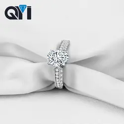 QYI Роскошные Стиль ювелирное модное кольцо серебро 925-й пробы 2ct Овальный обручальное кольцо с искусственным бриллиантом обручальные