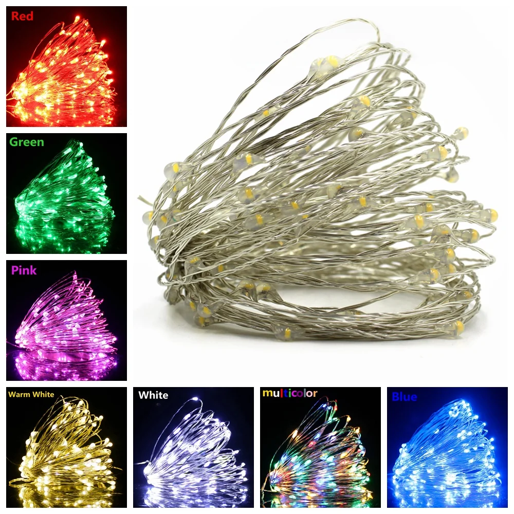 1 M/2 M/5 M/10 M/20 M di Rame Argento Wire LED String Fata luci di illuminazione di Festa Per Natale Albero Di Natale Ghirlanda Decorazione Della Festa Nuziale