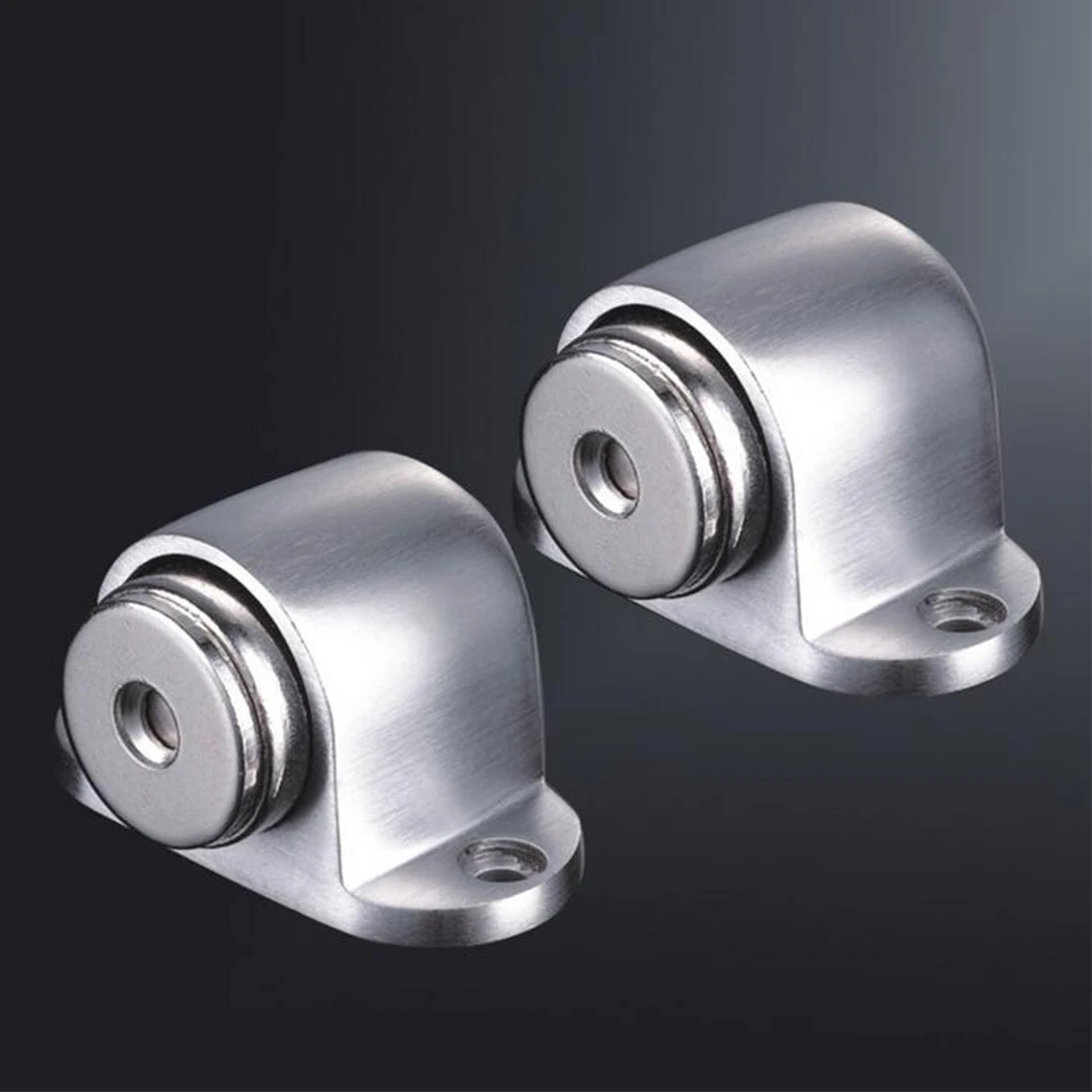 1pc Zinc Alloy Door Stop Casting Powerful Floor mounted Holder 54*35mm Satin Nickel