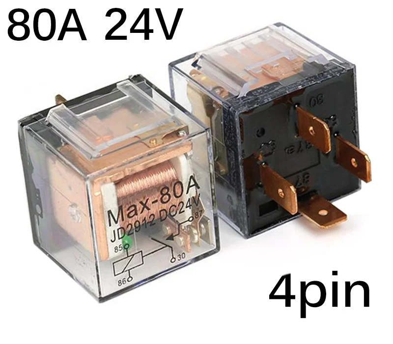 Дополнительный Водонепроницаемый 12 V/24 V Автомобильный реле SPST 4 Pin/SPDT 5 Pin 80A/100A с зеленым светодиодный и керамическим гнездом - Название цвета: 4 Pin 24V 80A