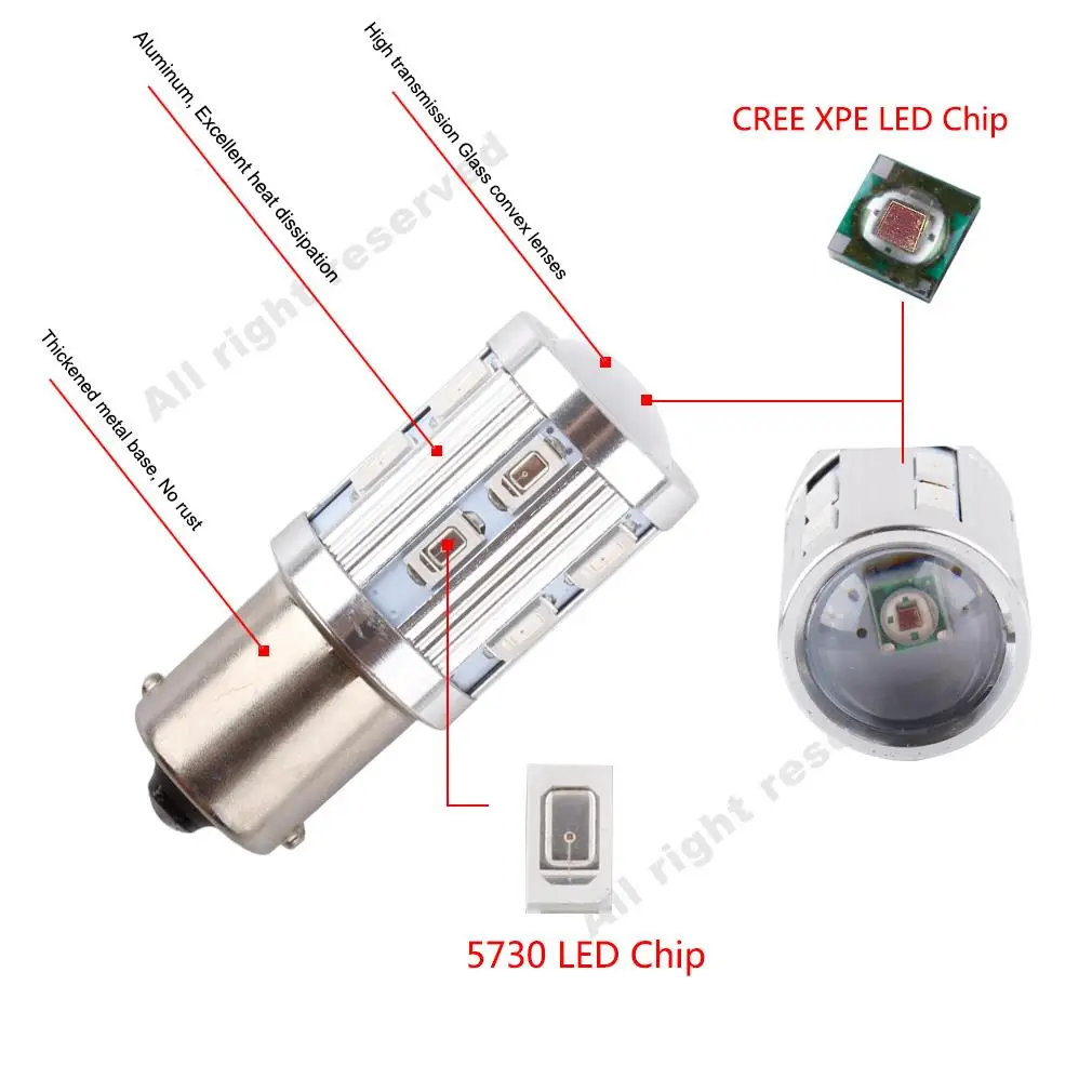 S& D 1156 BA15S яркий 360 градусов светодиодный лампы p21w R5W светильник r10w светодиодный чипы автомобильный тормоз задний свет, обратный сигнал резервные лампы красный