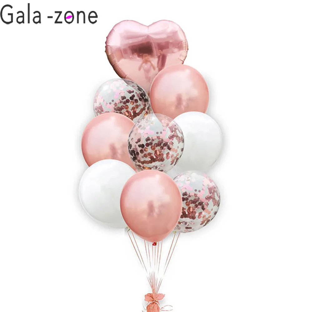 

Gala-zone 9pcs 12Inch Confetti Balloon 18 Inch Aluminum Foil Heart balloons Set for Wedding Party Decorations Air Balloons