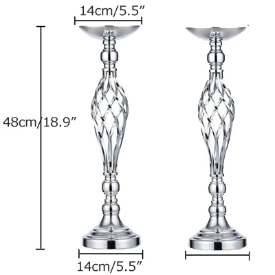 ERMAKOVA цветок подставка для композиции ваза Столб Подсвечники Свадебная вечеринка ужин центральный события ресторан отель украшения - Цвет: 2 x 48cm Silver