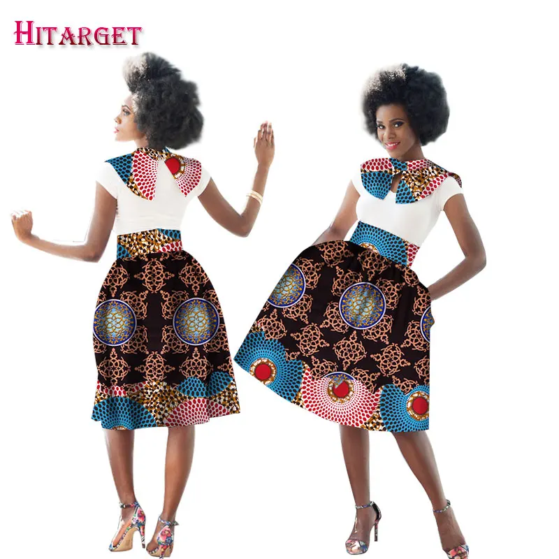 

Fahion Bazin African Wax Prints Skirts with Cape African Women Clothing Cotton Print Tutu Skirts Dashiki African Clothes WY1586