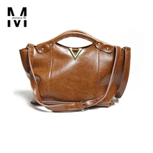 2016 Autumn/Winter vintage Women genuine leather handbags oil wax cowhide shoulder bags for female big casual tote bag crossbody