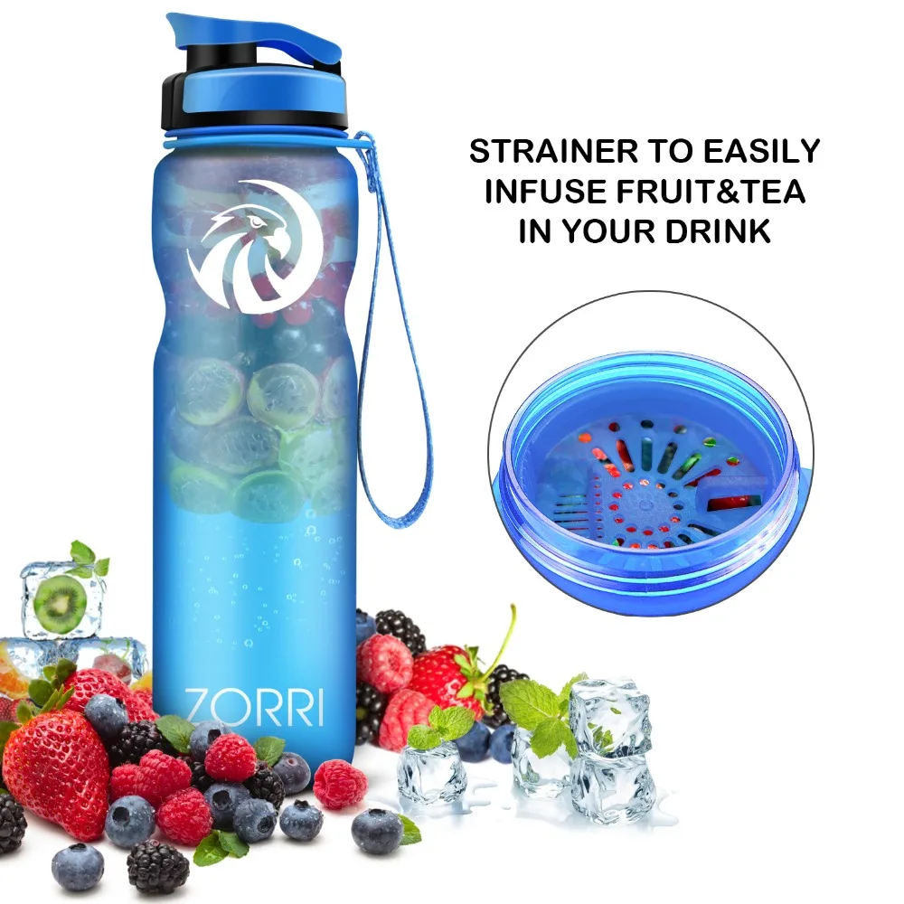 

ZORRI Sport Bottle Lemon Fruit Infuser Water Bottle Health TRITAN copolyester Plastic borraccia botella de agua butelka na wode