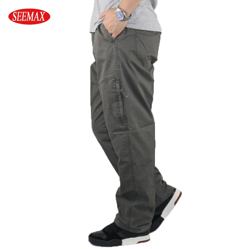

Cargo Pants Mens Cotton Jogger Khaki Stretch Boys Fashion Casual Pants Fitness Trousers Army Military Plus Big Size For Men
