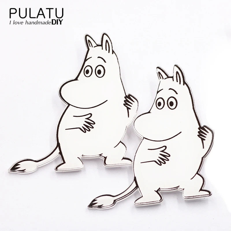 

PULATU Cute Hippo Brooches Acrylic Cartoon Animal Pins Brooch Child Clothing Bag Trendy Jewelry Accessories XZ1026