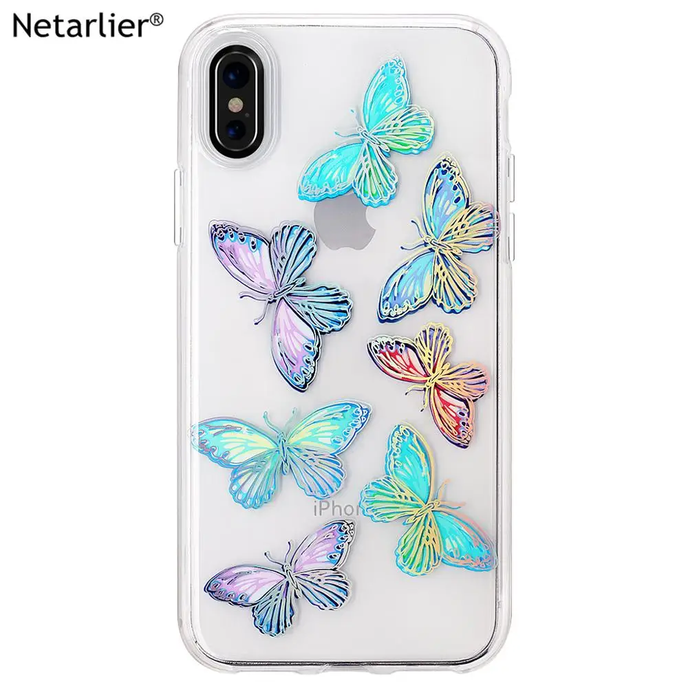 Netarlier Роскошный прозрачный IMD чехол для iPhone 7 8Plus X XR Xs Max супер защитный