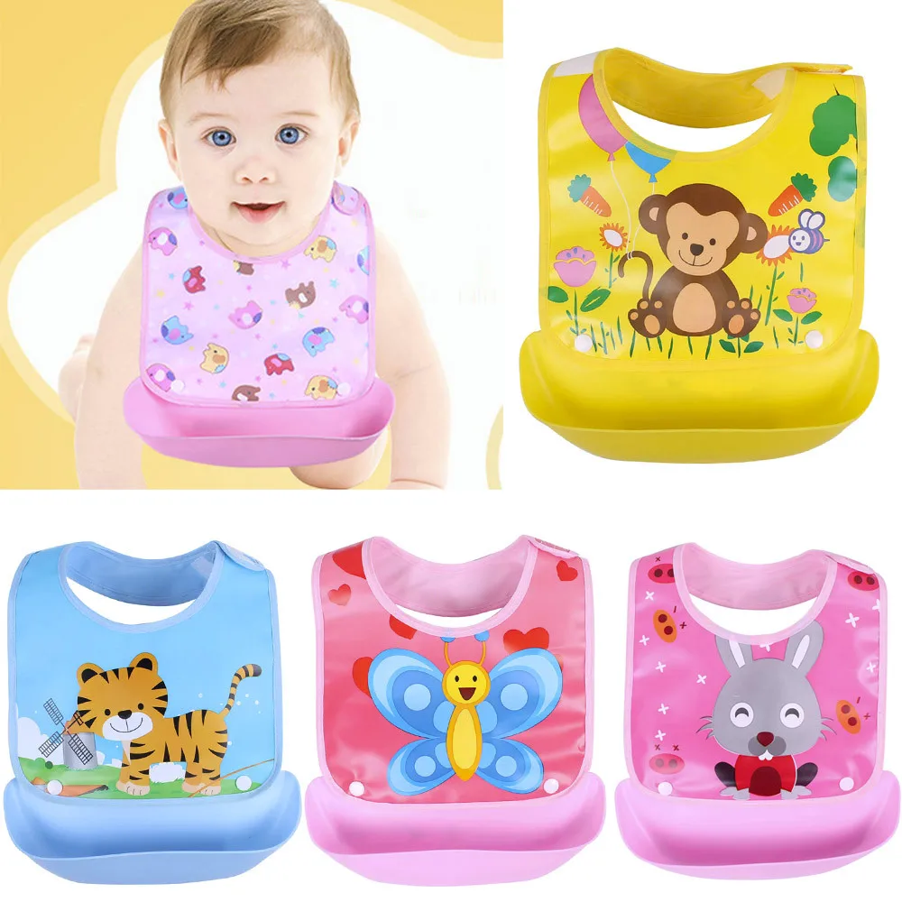 

Newborn Baby Bibs Waterproof Baby Aprons Bib infant saliva towels cute baby cartoon bib baby slabbetjes plastic EVA baberos bebe