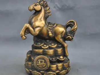 

7'' China Folk Brass Bronze Statue Zodiac Horse Sculpture