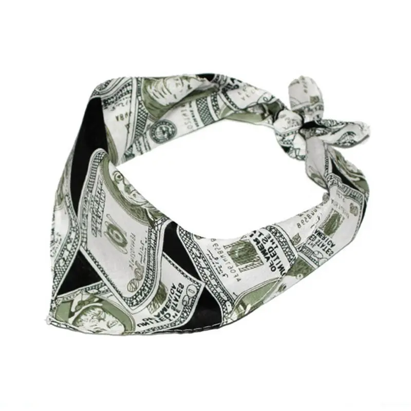 

55x55cm Unisex Cotton Square Bandana 3D Dollar Bills Money Digital Print Multipurpose Handkerchief Headband Motorcycle Wristband