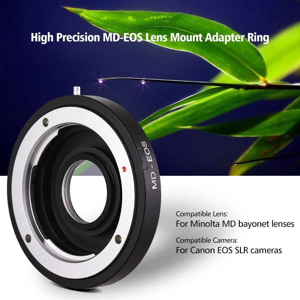 

MD-EOS Lens Mount Adapter Ring with Corrective Lens for Minolta MD Lens to Fit for Canon EOS EF Camera Focus Infinity