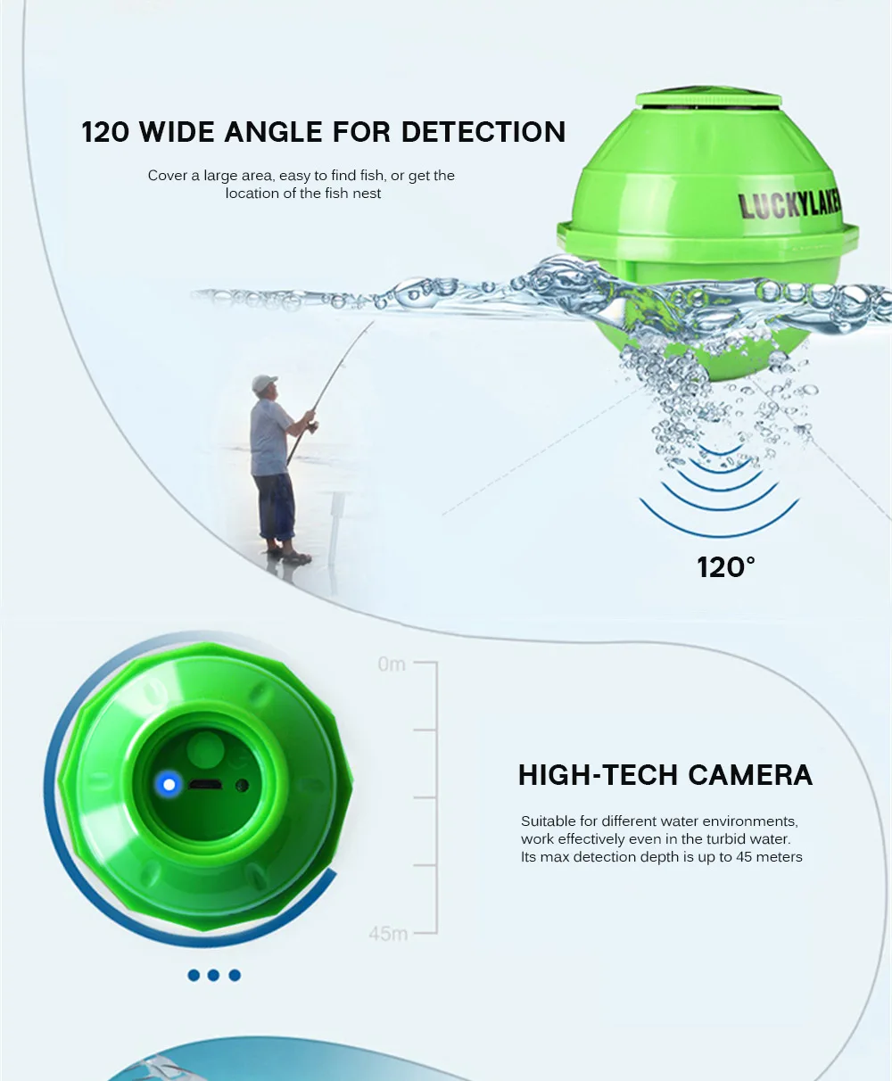 LUCKY FF916 WiFi Intelligent Fish Finder Underwater Sonar with Magnifier