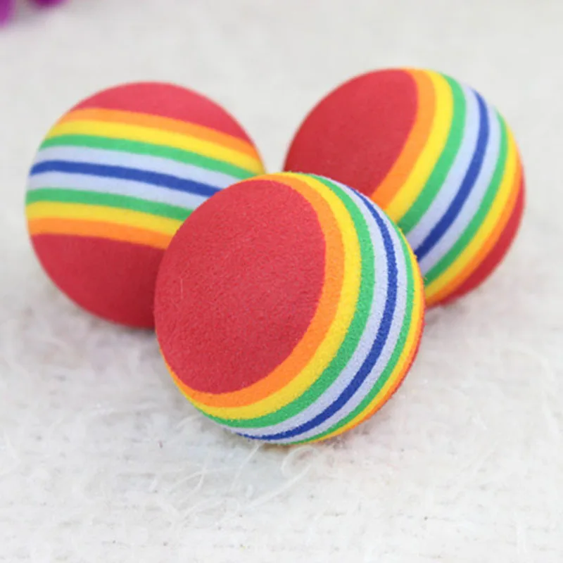 

Funny Pet Toy Baby Dog Cat Toys 3.5CM Rainbow Colorful Play Balls For Pets Products HVR88