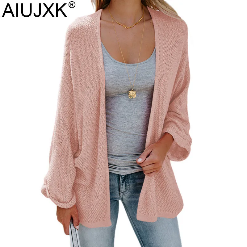 

AIUJXK 8 Colors New 2019 Long Sleeve Women Knitted Cardigan Autumn Winter Plus Size Loose Casual Pink Sweater Ladies Knit Coat