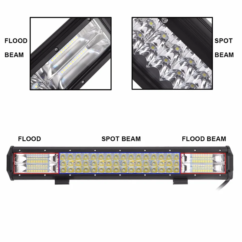15''18''20''23''216w 252W 288W 324W трехрядный 7D светодиодный светильник баров комбо для внедорожный рабочий светильник 4WD привода 4x4 светодиодный бар Camper прицеп