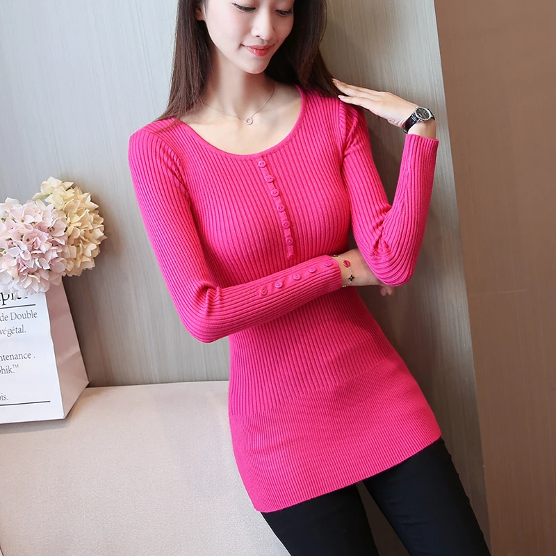 

2019 Autumn And Winter New Version Round Neck Long Sleeved Bottoming Sweater