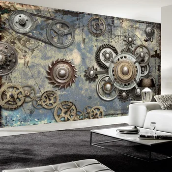 

Photo Wallpaper Modern Retro Mechanical Gear 3D Wall Murals KTV Bar Cafe Restaurant Creative Backdrop Wall Decor Papel De Parede
