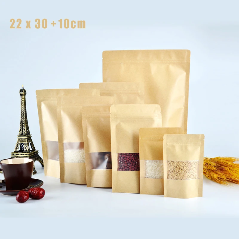 5 pcs Large Kraft Bags For Food 22x30cm Retail Packaging Candy Bags