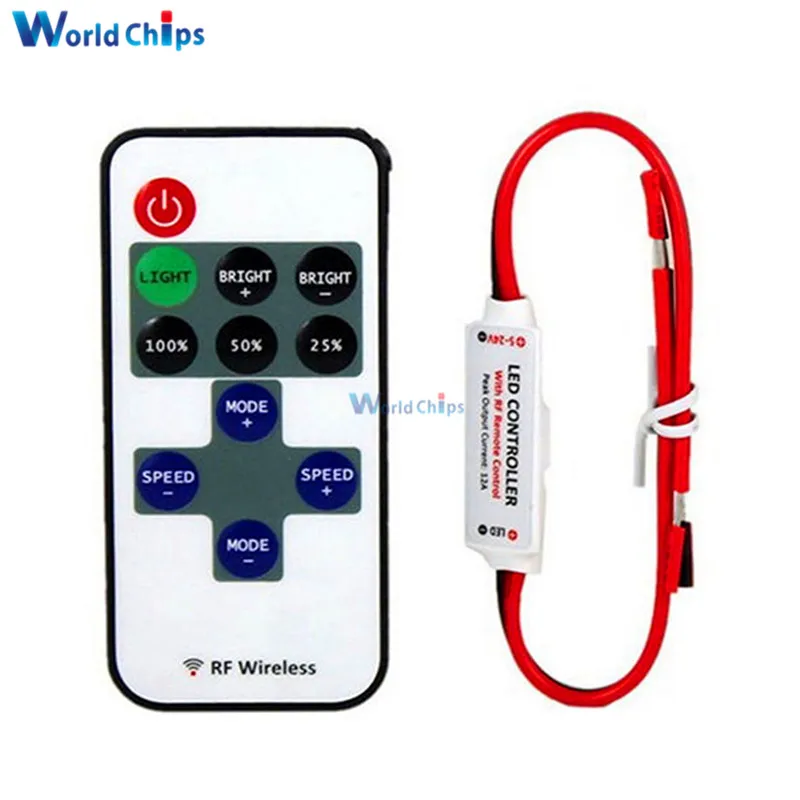 

12V RF Wireless Remote Control In-line Led Strip Dimmer 10-Level Bright Speed Led Switch Module Voltage Regulator Dimmers