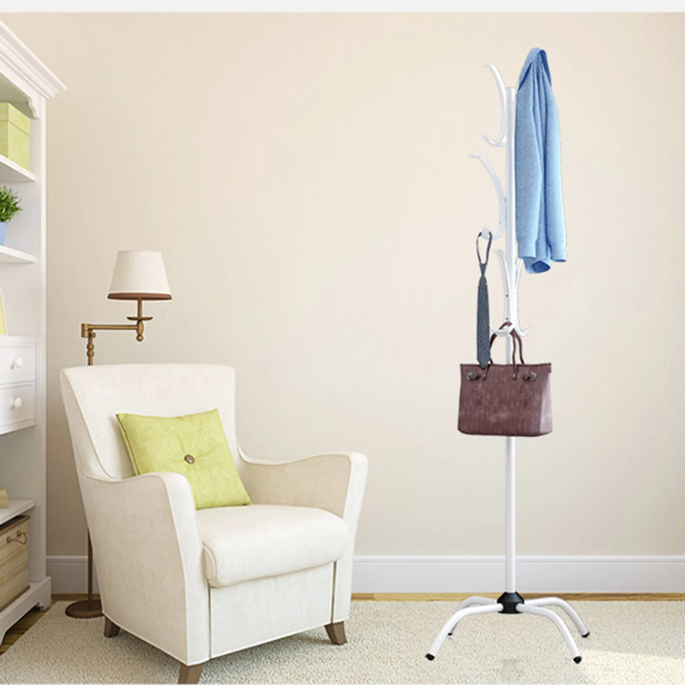 

Adult Coat Rack Clothes Hanger Hat Bag Tree Home Clothes Rack Four-legged Bottom Clothes Racks For Balcony Living Room Bedroom