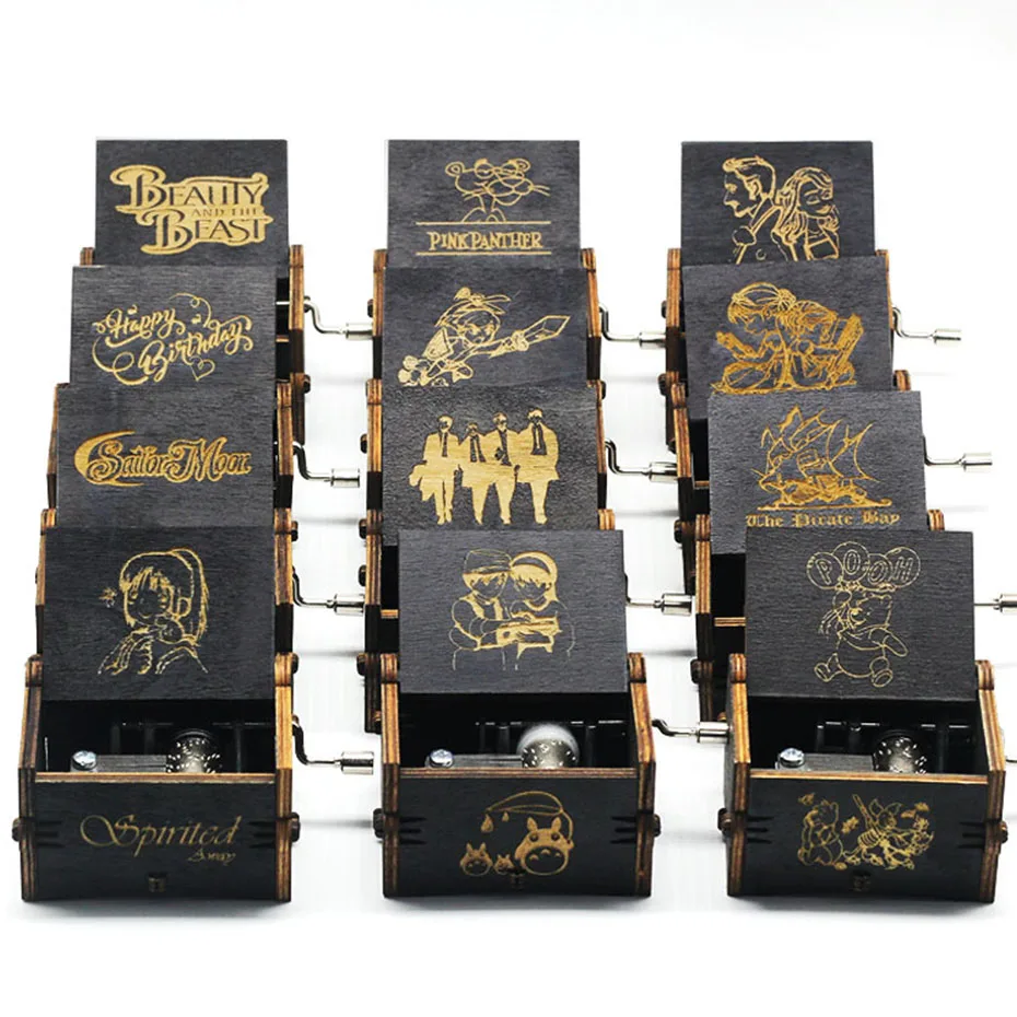 

New Pink Sailor Moon Music Box Royal Play Sky Castle Manual Wood Star Wars Box Christmas Gift