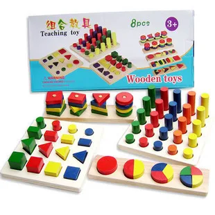 

Candice guo! New arrival Montessori educational wooden toy early learning teaching toy colors and shapes cognition 8pcs a set