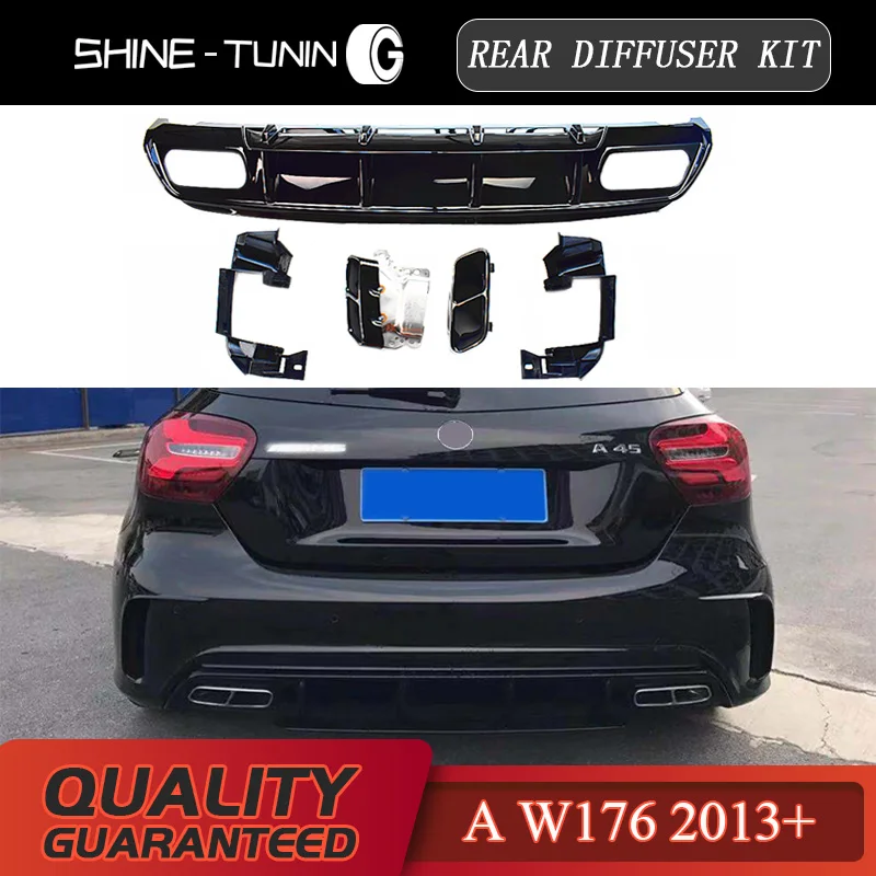 

suitable for mercedes A class W176 A45 body kit rear diffuser kit 2013-18 a45 pipes exhaust tips A200 A180 A250 sport kit