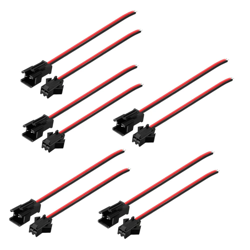 

UXCELL 10pcs/5pairs JST SM 2 Pin Plug Male Female Connector 2.54mm Pitch EL Wire Cable Cord Electrical Cable Wire Connectors