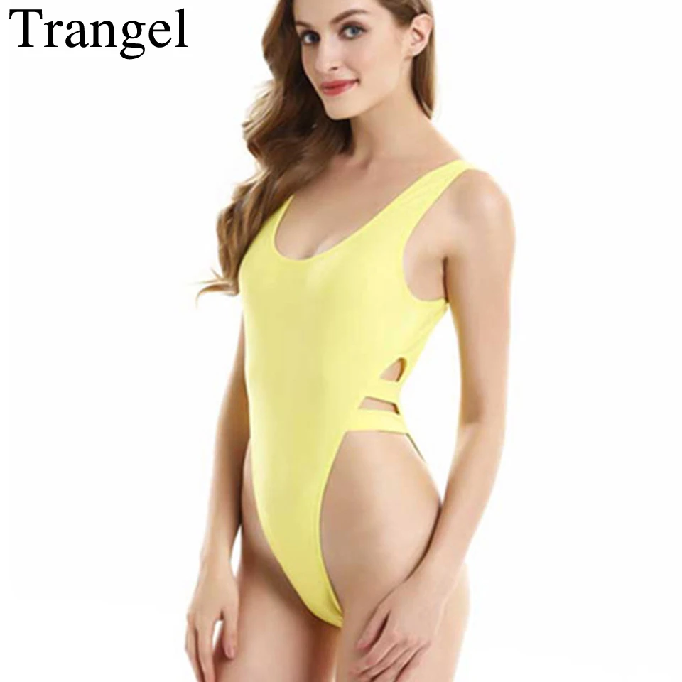 

Trangel 2018 One Piece Swimwear for women Backless High Cut Swimsuit Thong Bathing Suits Leotard Body Suit swimming