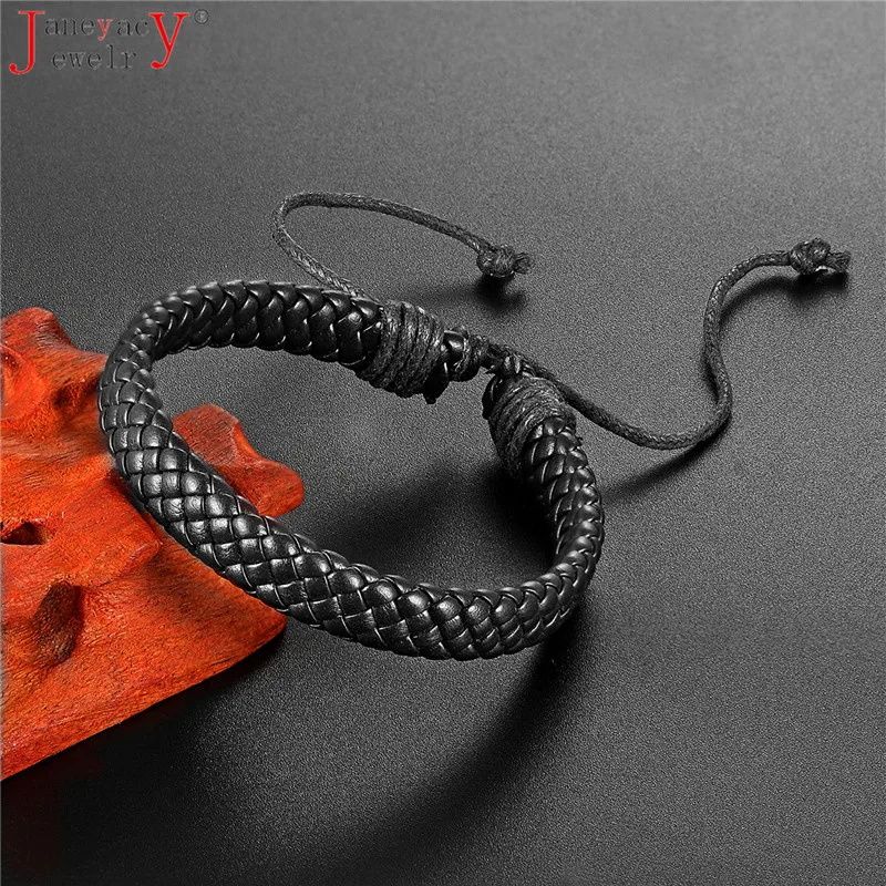 

Fashion Braided Leather Bracelet Men Bangle Simple Retro Multi Color Size Adjustable Women Bracelets Ladies Pulseira Gift