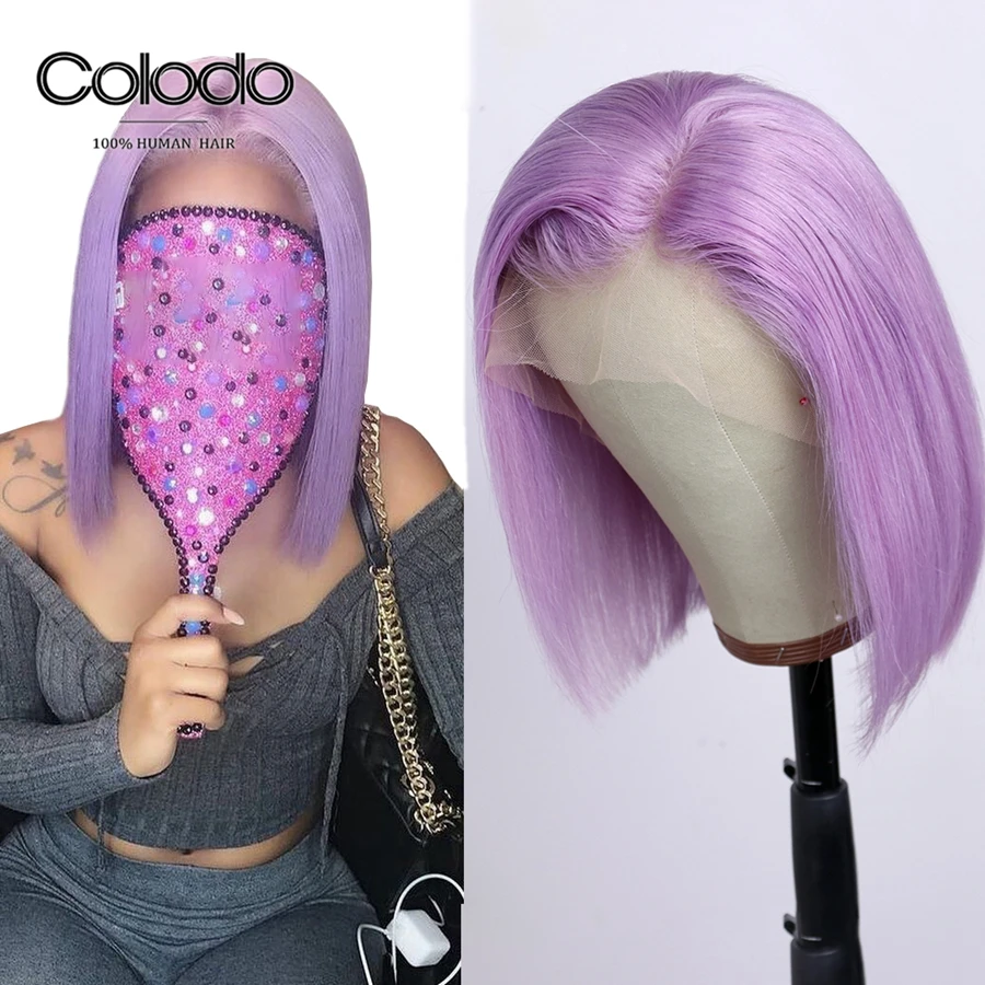 Coido бразильские волосы Remy синий розовый парик фронта шнурка Glueless светло-фиолетовый парик человеческих волос с волосами младенца короткие