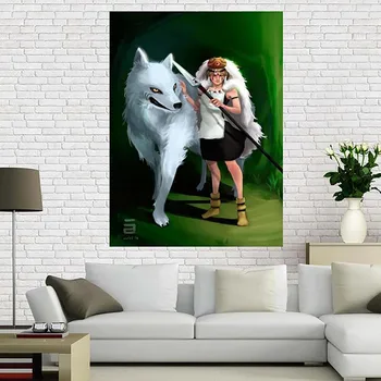 

Modular Picture Home Decoration 1 Pieces Mononoke Hime Animation Wall Art Modern Canvas Print Painting For Bedroom Poster Frame