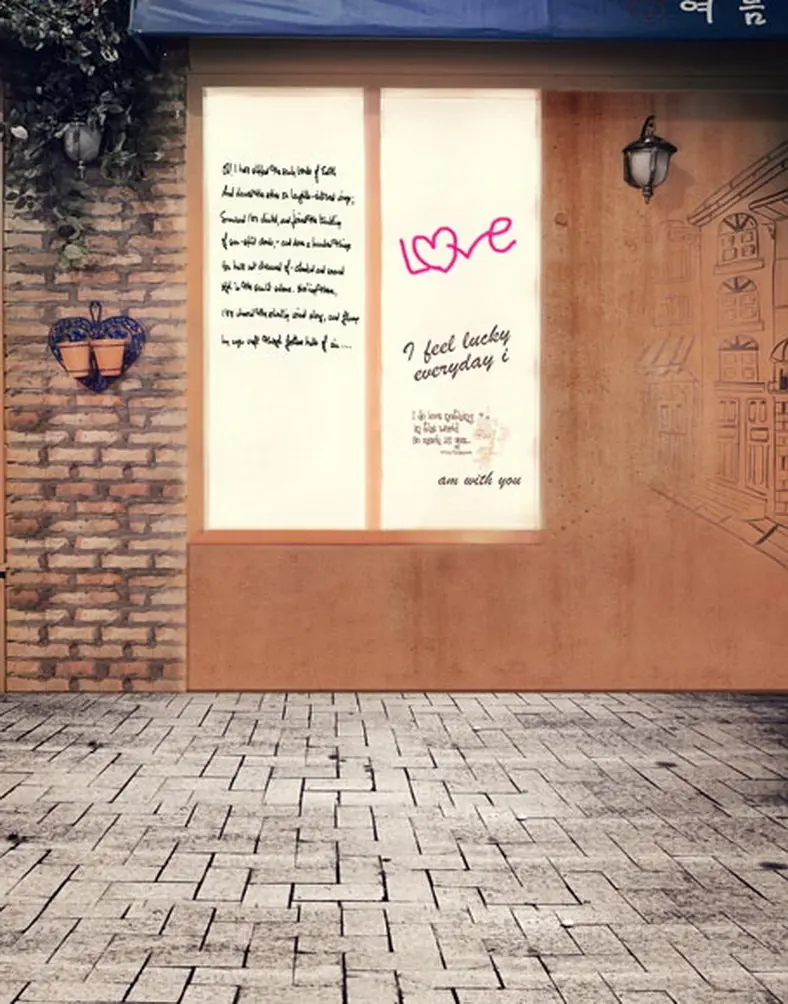 

5x7ft Brick Floor Wall Love Door Photography Backdrops Photo Props Studio Background