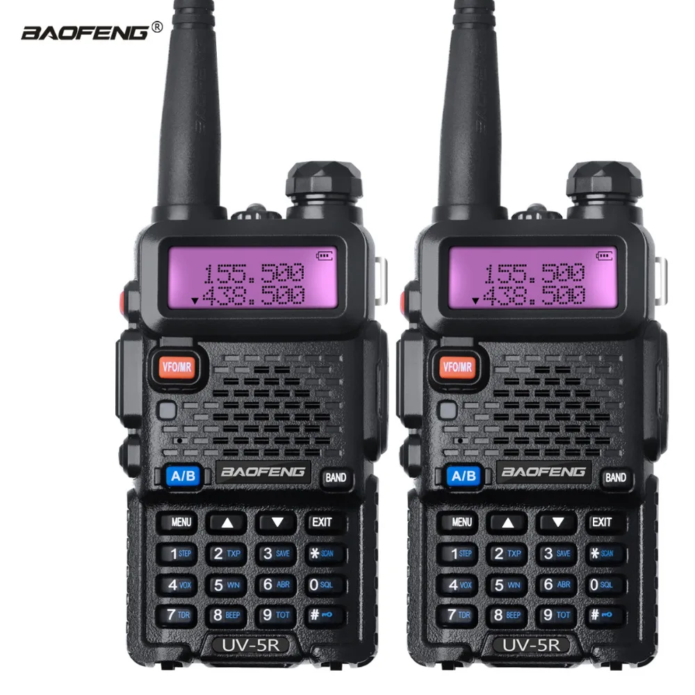 imágenes para 2 Unids WalkieTalkie Baofeng UV 5R de banda dual de Doble Banda CB Radio UV5R Estación de Radio de Jamón Transceptor FM 128CH VOX para La Caza de Radio conjunto imágenes para 2 Unids WalkieTalkie Baofeng UV 5R de banda dual de Doble Banda CB Radio UV5R Estación de Radio de Jamón Transceptor FM 128CH VOX para La Caza de Radio conjunto