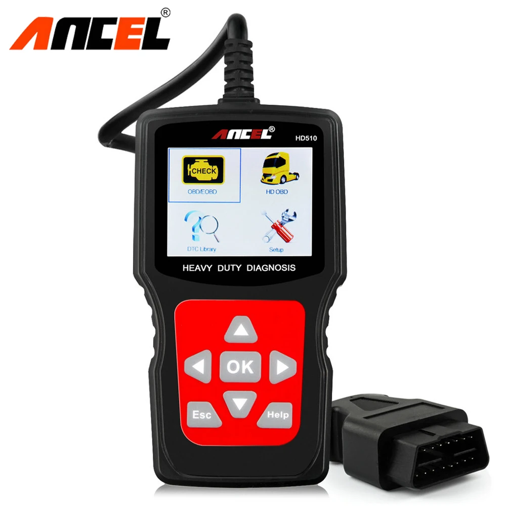

Ancel HD510 Heavy Duty Truck Diagnostic Scanner OBD OBD2 J1578 J1939 J1708 for Volvo Scania Isuzu VANS 24V Truck Diagnostic Tool